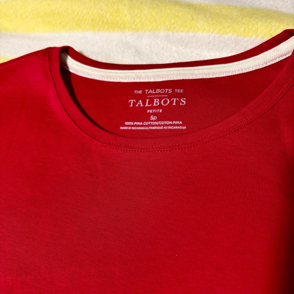 Talbots Classic Red Short Sleeve Tee, Petite Small NWT - Picture 2 of 6